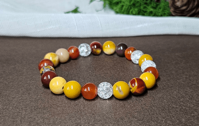 Bracelet &quot;ENERGIE ET PROTECTION&quot; jaspe mokaïte, cornaline, quartz crack
