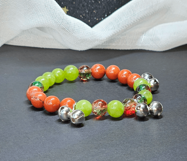 Bracelet &quot; GRELOT &quot; Péridot, Jaspe rouge et pierre fantaisie