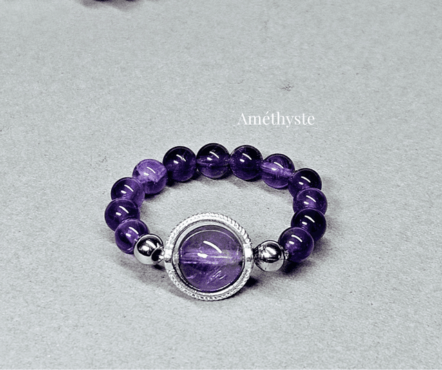 Bague élastique Améthyste