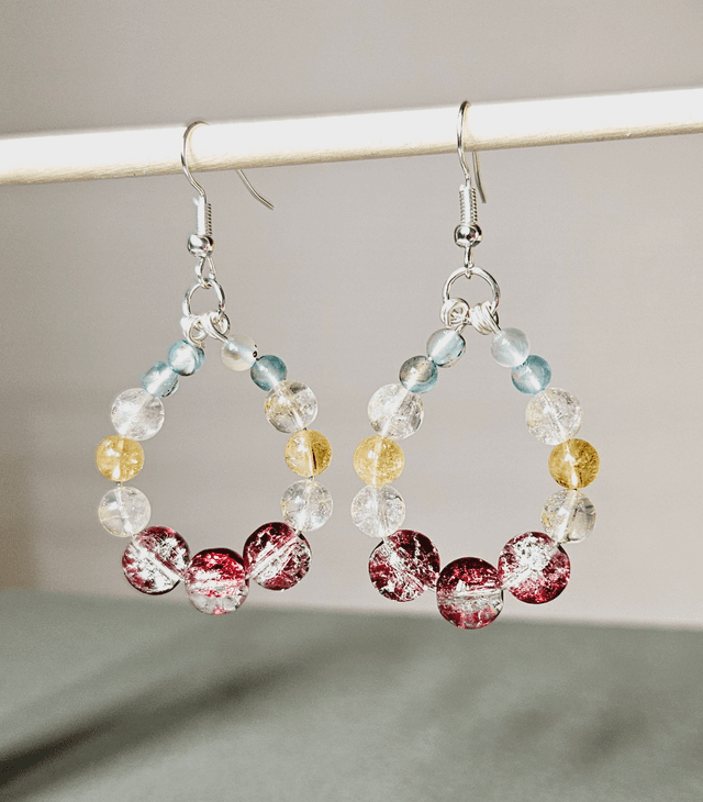 Boucles d&#039;oreilles agate bleue, citrine