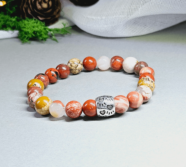 Bracelet &quot; JASPE &quot; Jaspe bréchique et Jaspe paysage
