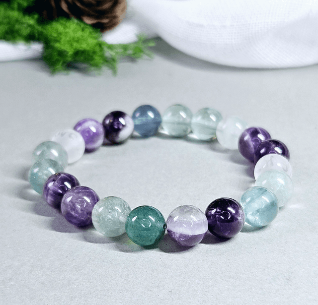 Bracelet Enfant/Ado &quot; SERENITE &quot; Fluorite, Améthyste darck